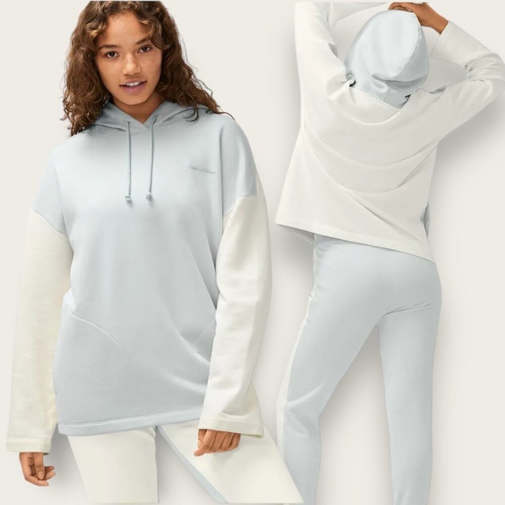 NWT | Outdoor Voices | Cotton Terry Oversized Hoodie | Blue/Ivory | Medium